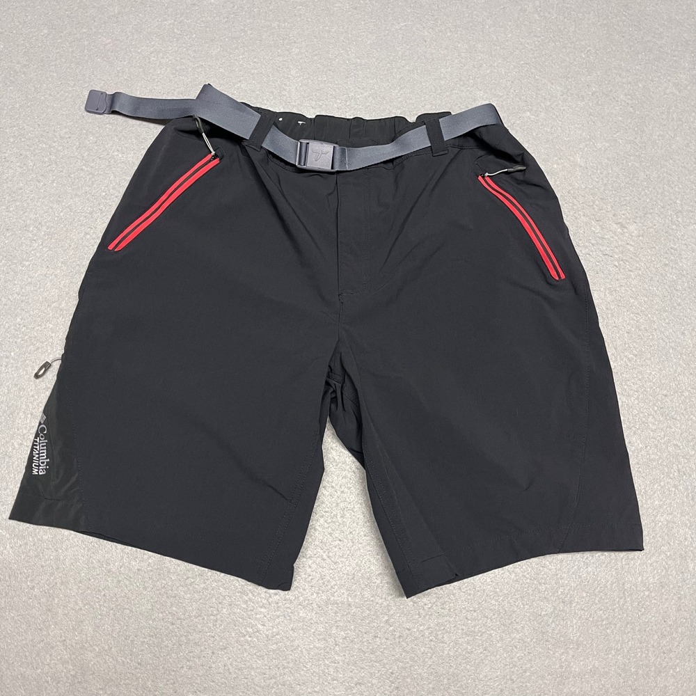 Columbia Short Pants Mens 38 Black Titanium Titan Peak Hiking Cargo Belted